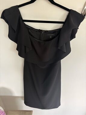 Banana Republic Black Off-Shoulder Ruffle Mini Dress